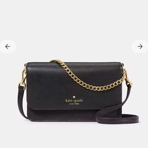Kate Spade Black Crossbody Bag with Gold Chain